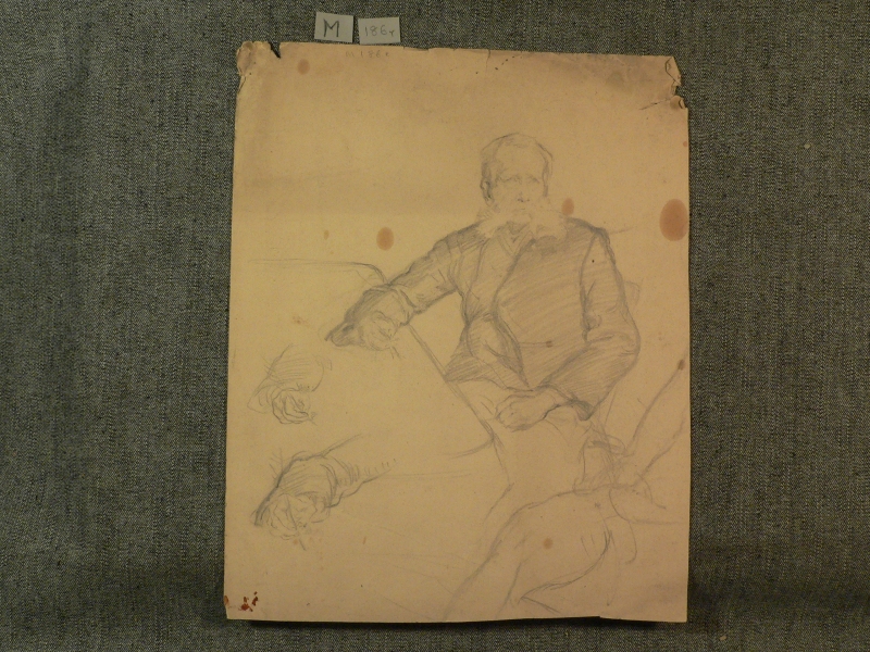M 186 Verso Portrait of col Spencer-Edwards seated at a table